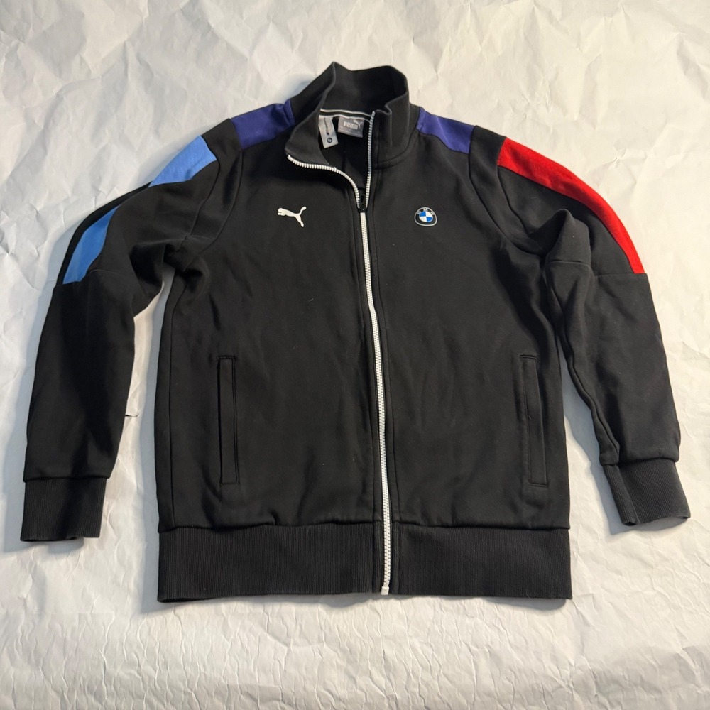 Puma BMW Motorsport Mens Racing Track Jacket Black Blue Red Zip Up Athletic S